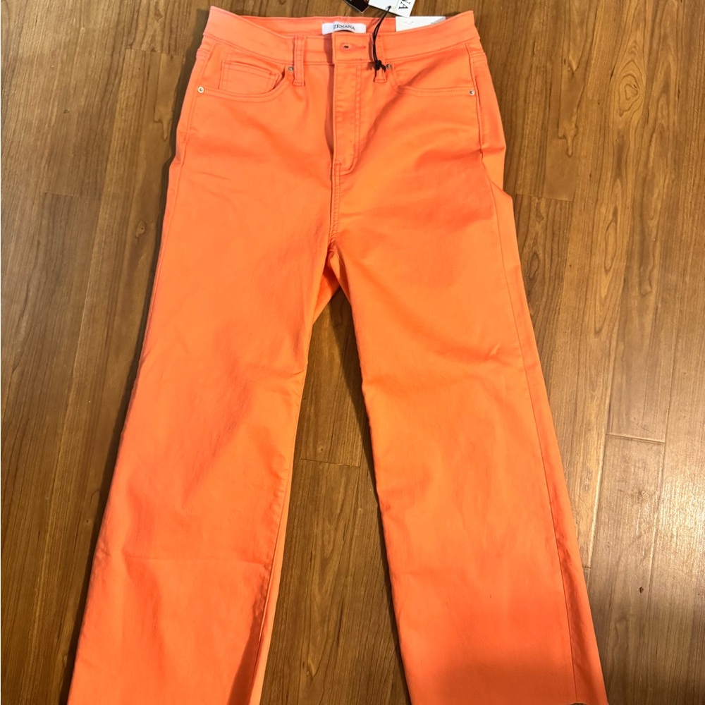 Zenana Outfitters Bright Orange Flare Jeans